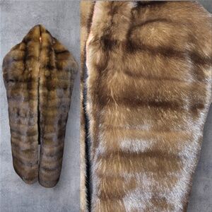 Vintage 80s X-Long Silver Tipped Brown Russian Sable Fur Wrap Stole Shawl